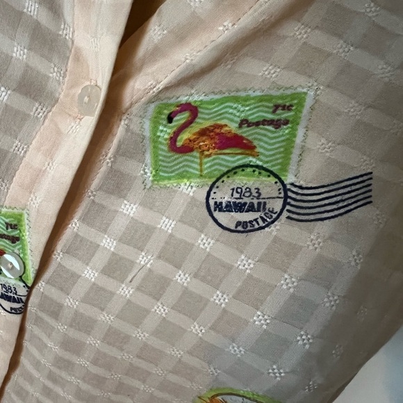 Jane + Delancey postage stamp pale pink short sleeve blouse medium - Picture 7 of 9